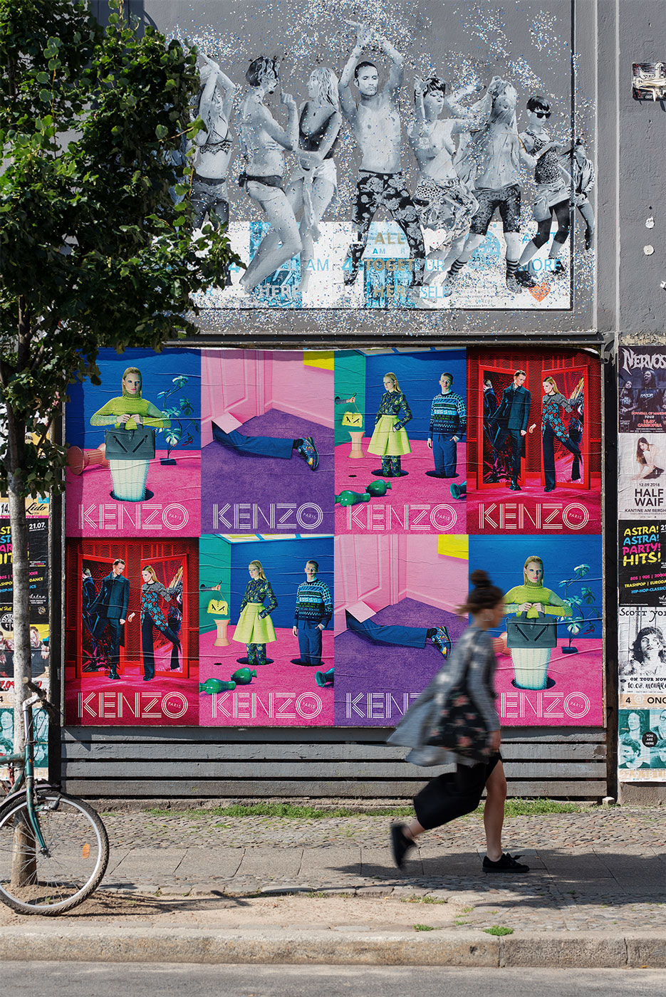 Kenzo wheatpaste street poster takeover campaign in New Jersey
