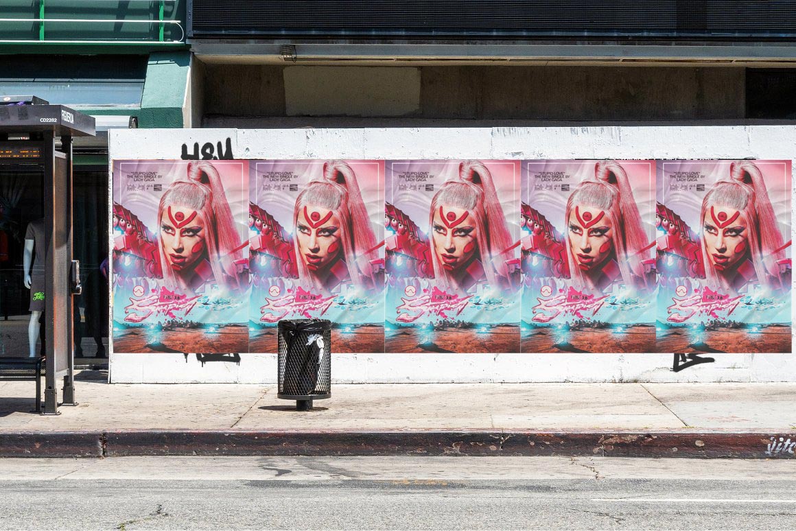 Lady Gaga ArtPop wheatpaste street poster takeover campaign in New Jersey