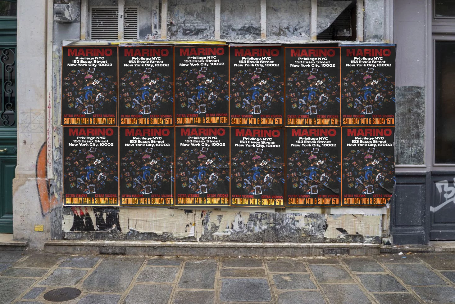 Wheatpasting New Jersey - wild posting campaign installation for Marino at Privilege nightclub