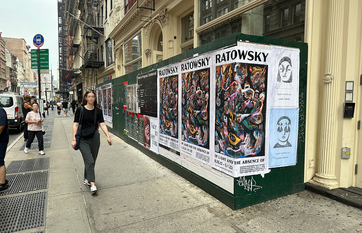 Wheatpaste poster campaign for Grason Ratowsky exhibition in New Jersey